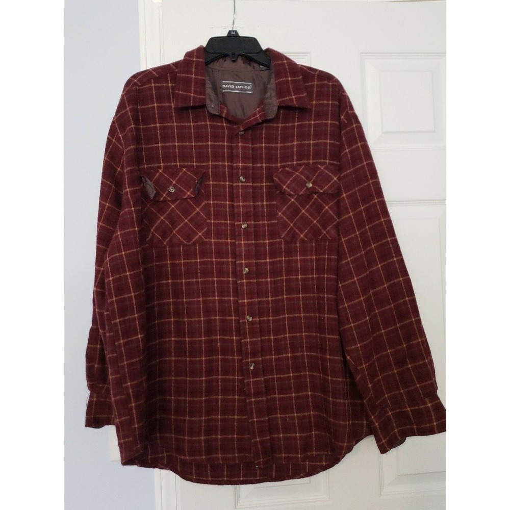 David Taylor Mens‎ Long Sleeve Shirt Size XL Plaid 100% Acrylic.